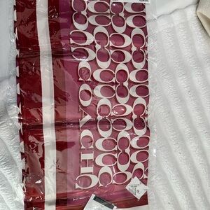 Coach Signature Raspberry and Ivory Scarf